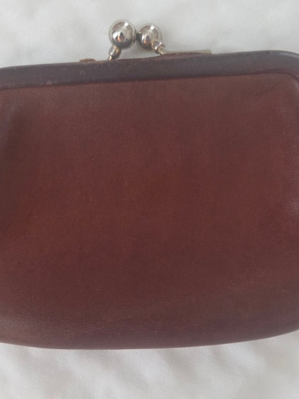 Vintage Coach Leather Double Kiss Lock Coin Purse Wallet Change Pouch USA